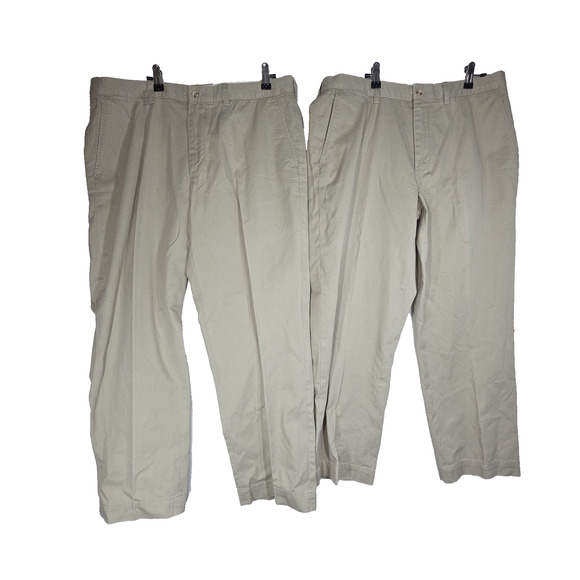 Vtg Polo Ralph Lauren Preston Pants Mens Flat Front 36x29 Preppy Chino Lot of 2 - Picture 1 of 13